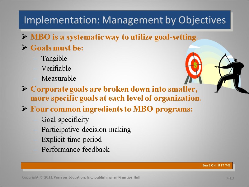 MBO is a systematic way to utilize goal-setting. Goals must be: Tangible Verifiable Measurable